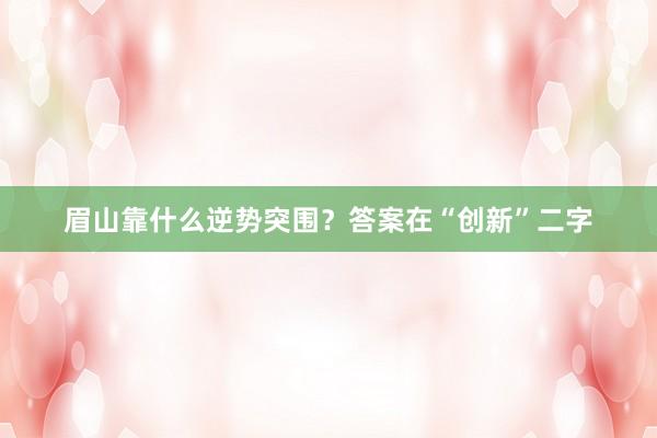 眉山靠什么逆势突围？答案在“创新”二字