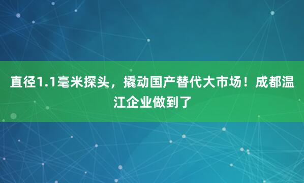 直径1.1毫米探头，撬动国产替代大市场！成都温江企业做到了